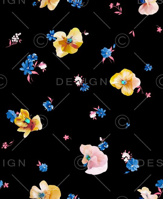 手绘花卉印花华亿平台图片