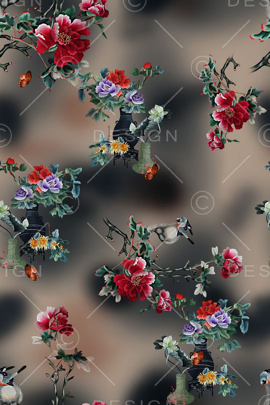 花鸟印花华亿平台图片