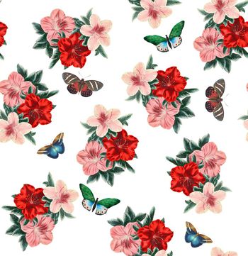 花卉蝴蝶印花华亿平台图片