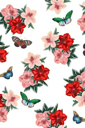 花卉蝴蝶印花华亿平台图片