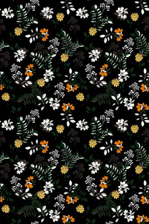 黑底花卉印花华亿平台图片