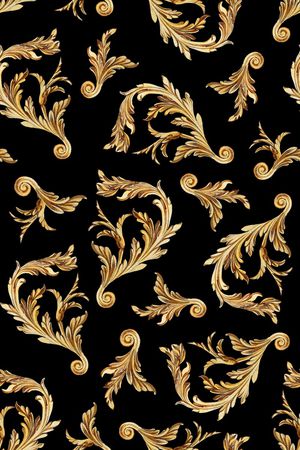 黑底花卉印花华亿平台图片