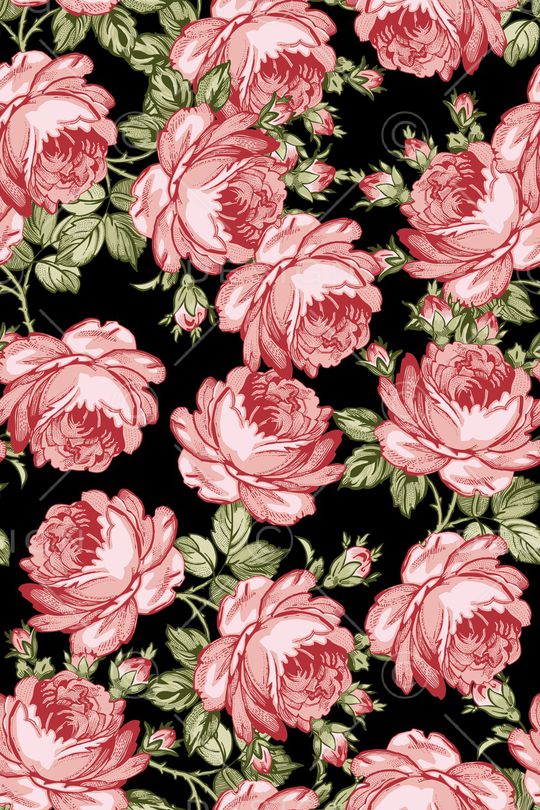 黑底花卉印花华亿平台图片