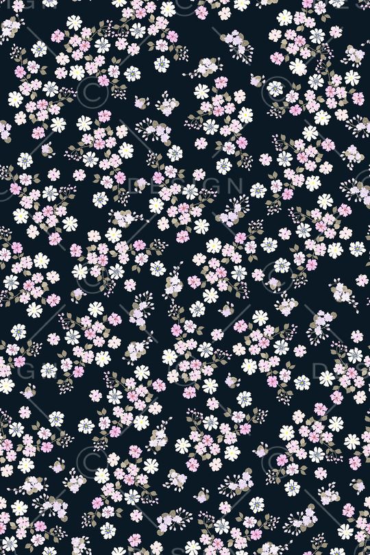 黑底花卉印花华亿平台图片