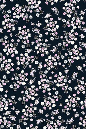 黑底花卉印花华亿平台图片