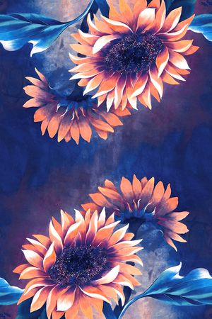 牡丹向日葵印花华亿平台图片