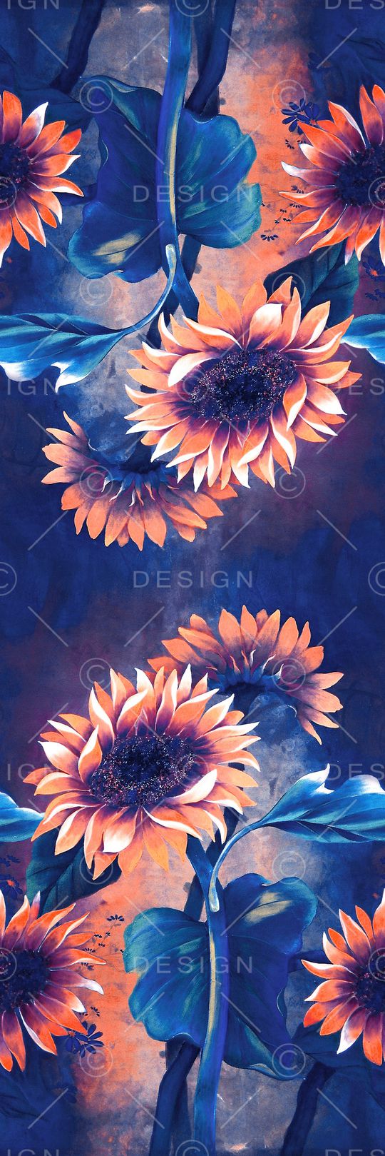 牡丹向日葵印花华亿平台图片