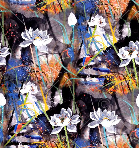 荷花印花华亿平台图片