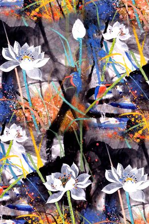 荷花印花华亿平台图片