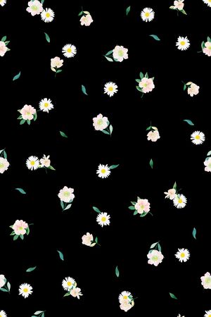 黑底花卉印花华亿平台图片