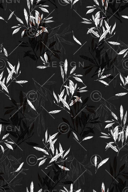 黑底花卉印花华亿平台图片