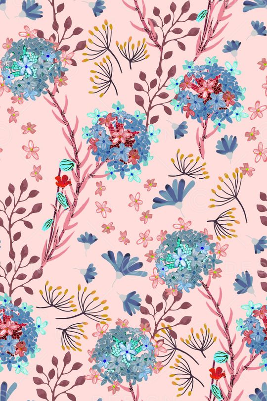 清爽底花卉印花华亿平台图片