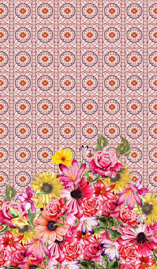 彩底花卉印花华亿平台图片