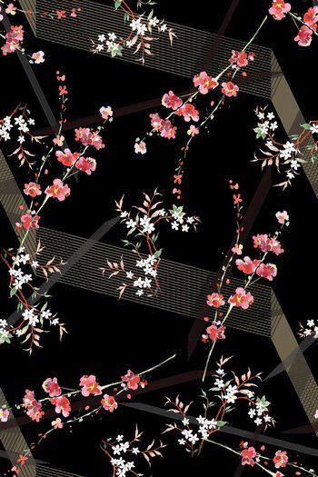 彩底花卉印花华亿平台图片