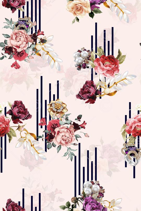 彩底花卉印花华亿平台图片