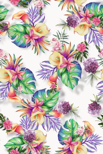 彩底花卉印花华亿平台图片