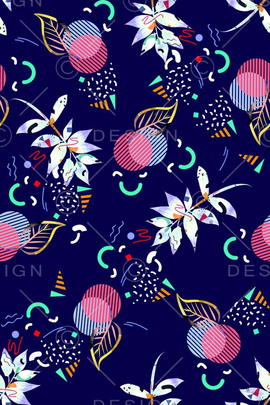 几何花卉印花华亿平台图片