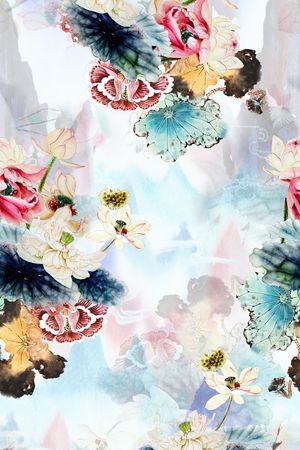 荷花印花华亿平台图片