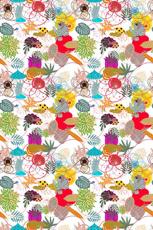 几何花卉印花华亿平台图片