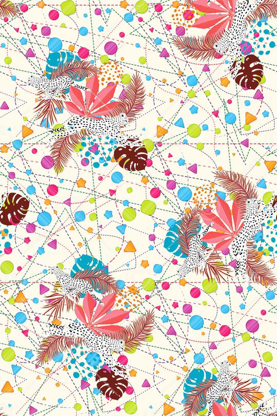 几何花卉印花华亿平台图片