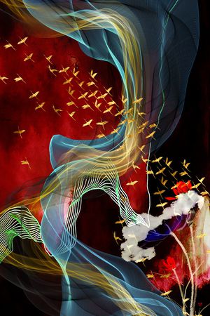 几何花卉印花华亿平台图片