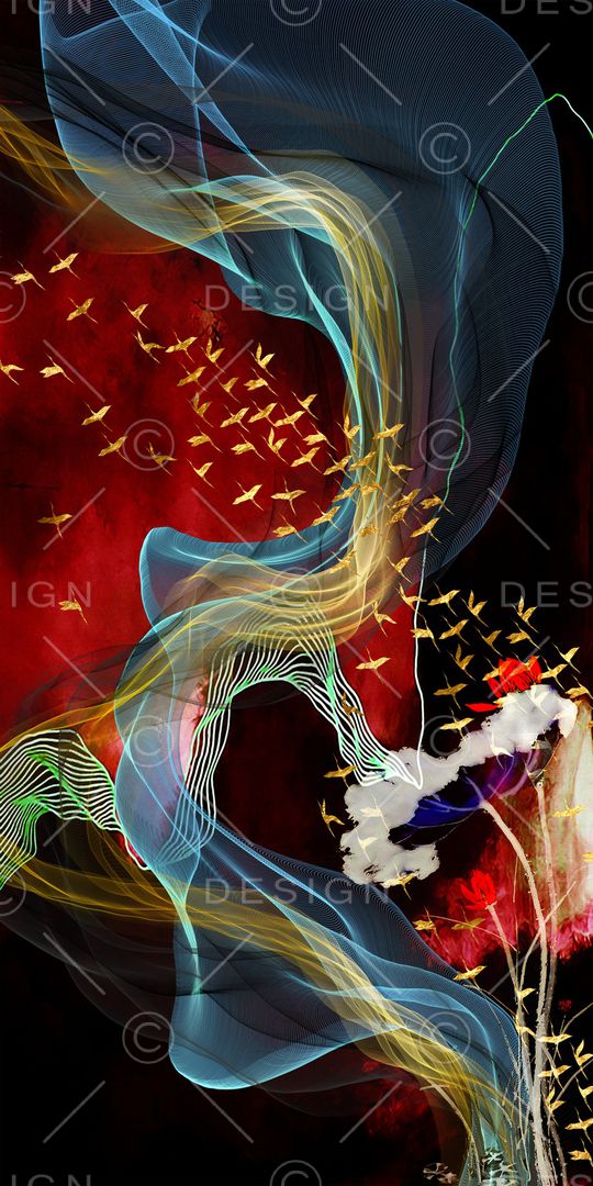 几何花卉印花华亿平台图片