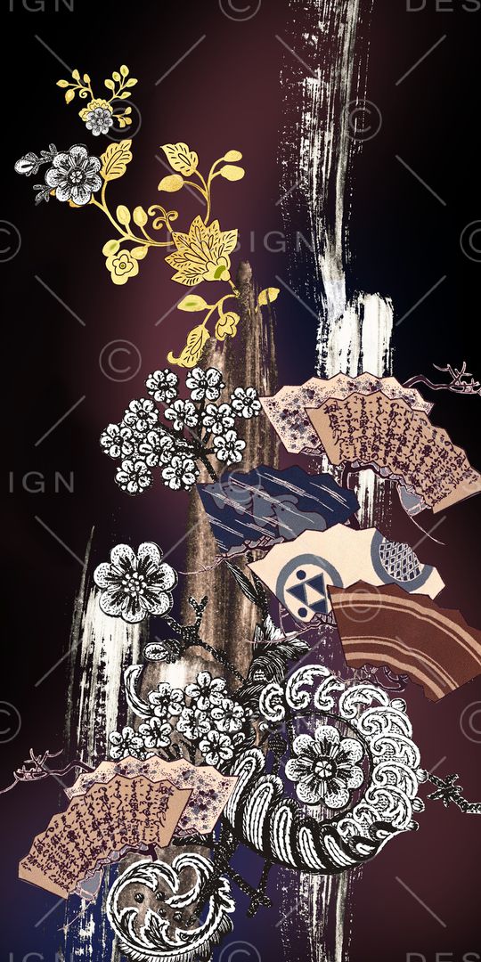 中国风定位花印花华亿平台图片