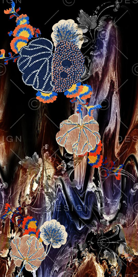 中国风定位花印花华亿平台图片