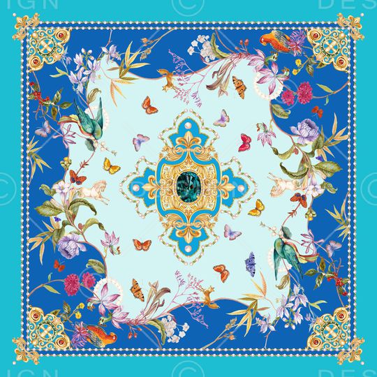 丝巾定位花印花华亿平台图片