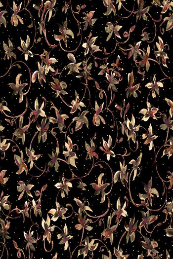 黑底花卉印花华亿平台图片