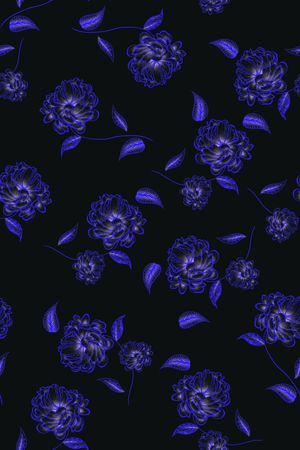 黑底花卉印花华亿平台图片