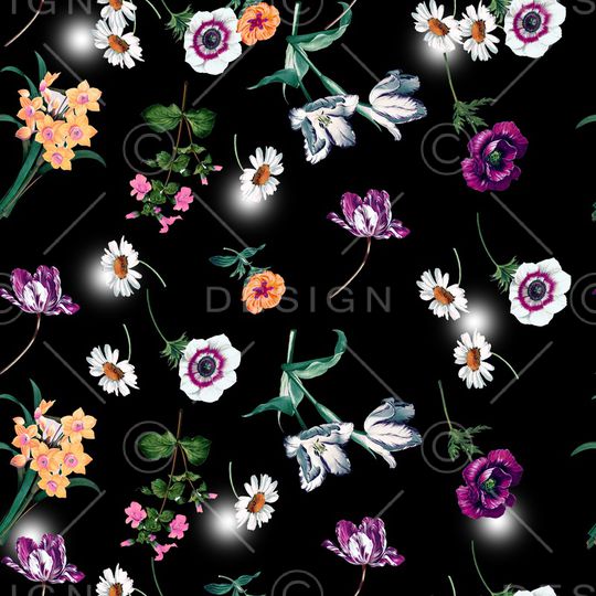 彩底花卉印花华亿平台图片