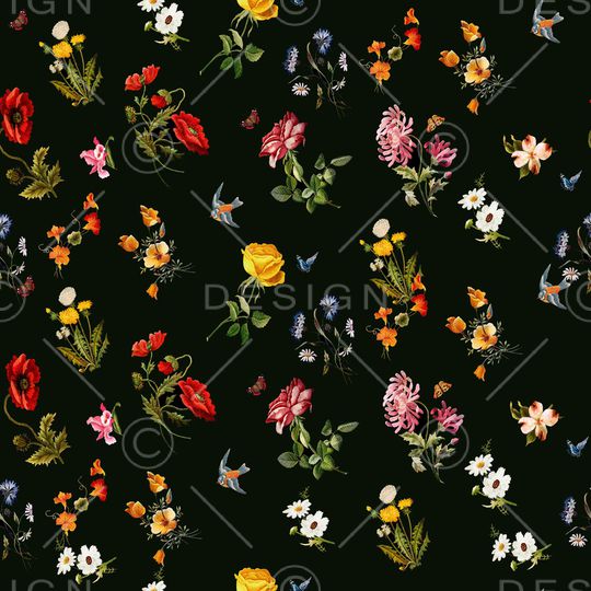 彩底花卉印花华亿平台图片