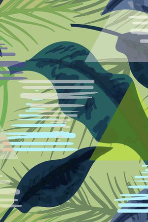 植物几何混搭系列印花华亿平台图片