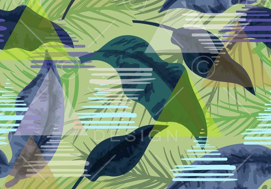 植物几何混搭系列印花华亿平台图片