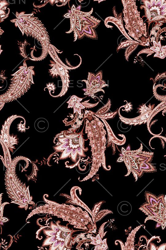 黑底花卉印花华亿平台图片