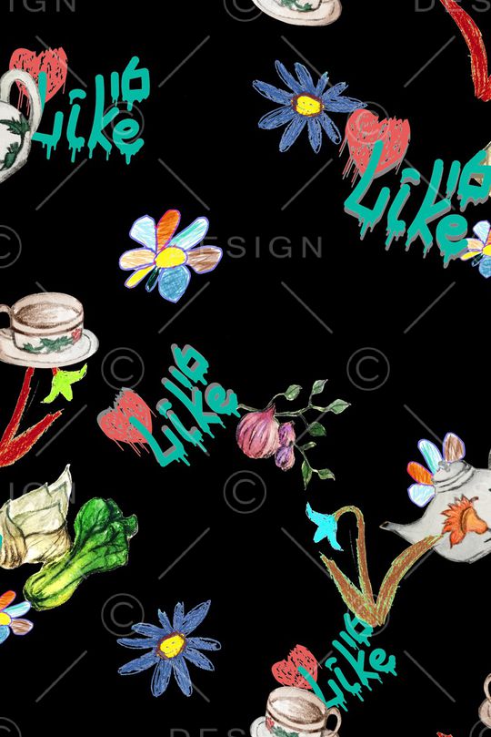 清爽底花卉印花华亿平台图片