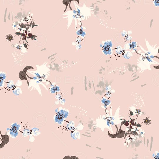 清爽底花卉印花华亿平台图片