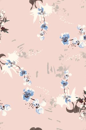 清爽底花卉印花华亿平台图片