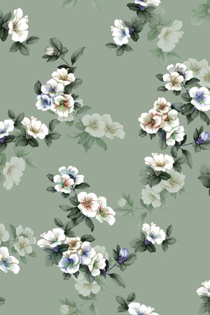 清爽底花卉印花华亿平台图片