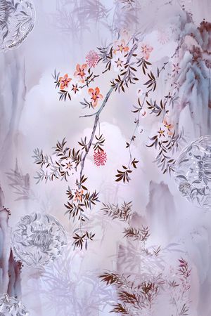 清爽底花卉印花华亿平台图片