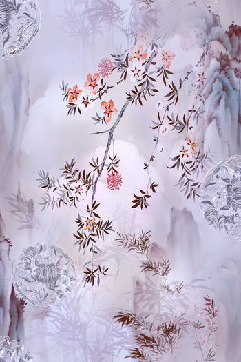 清爽底花卉印花华亿平台图片