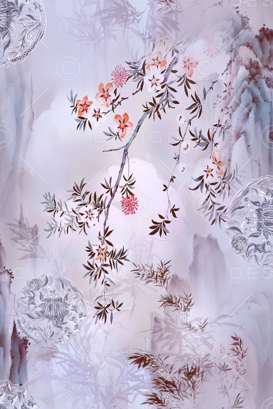 清爽底花卉印花华亿平台图片