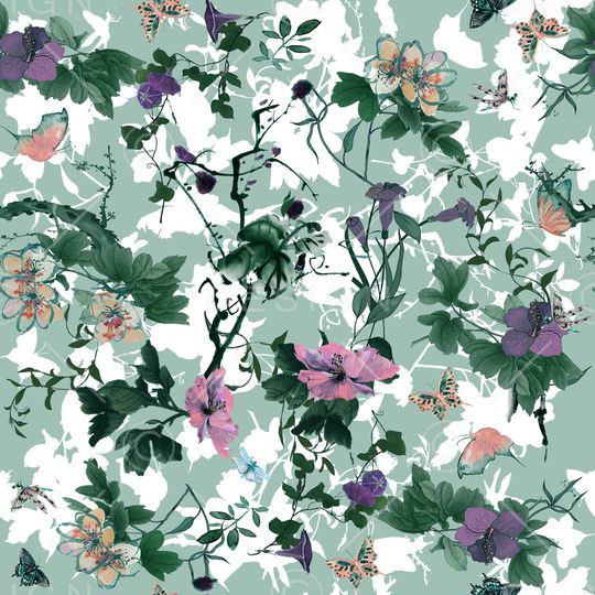 彩底花卉印花华亿平台图片