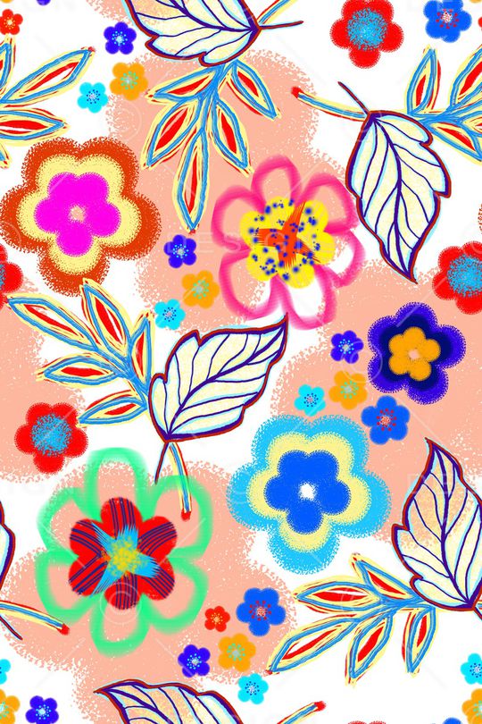 清爽底花卉印花华亿平台图片