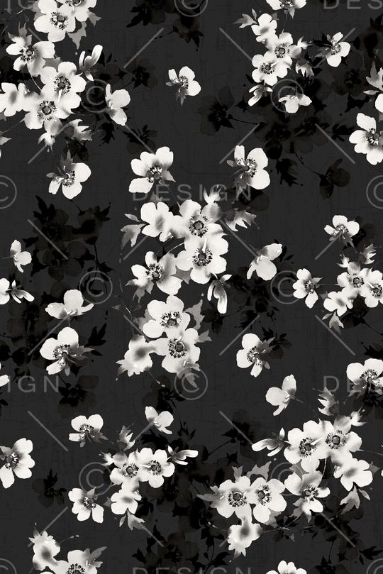 黑底花卉印花华亿平台图片