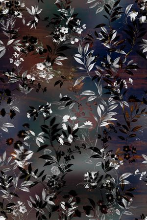 黑底花卉印花华亿平台图片