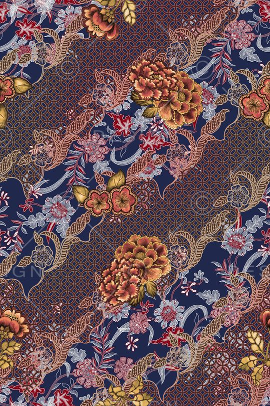 民族花卉印花华亿平台图片