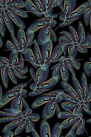 黑底花卉印花华亿平台图片