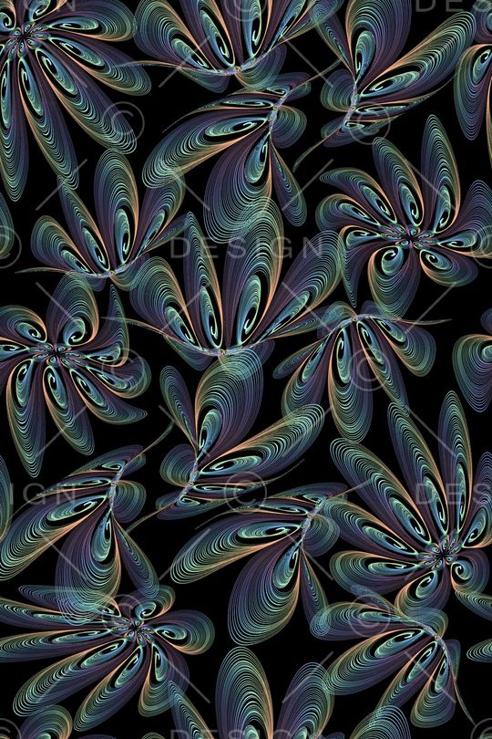 黑底花卉印花华亿平台图片